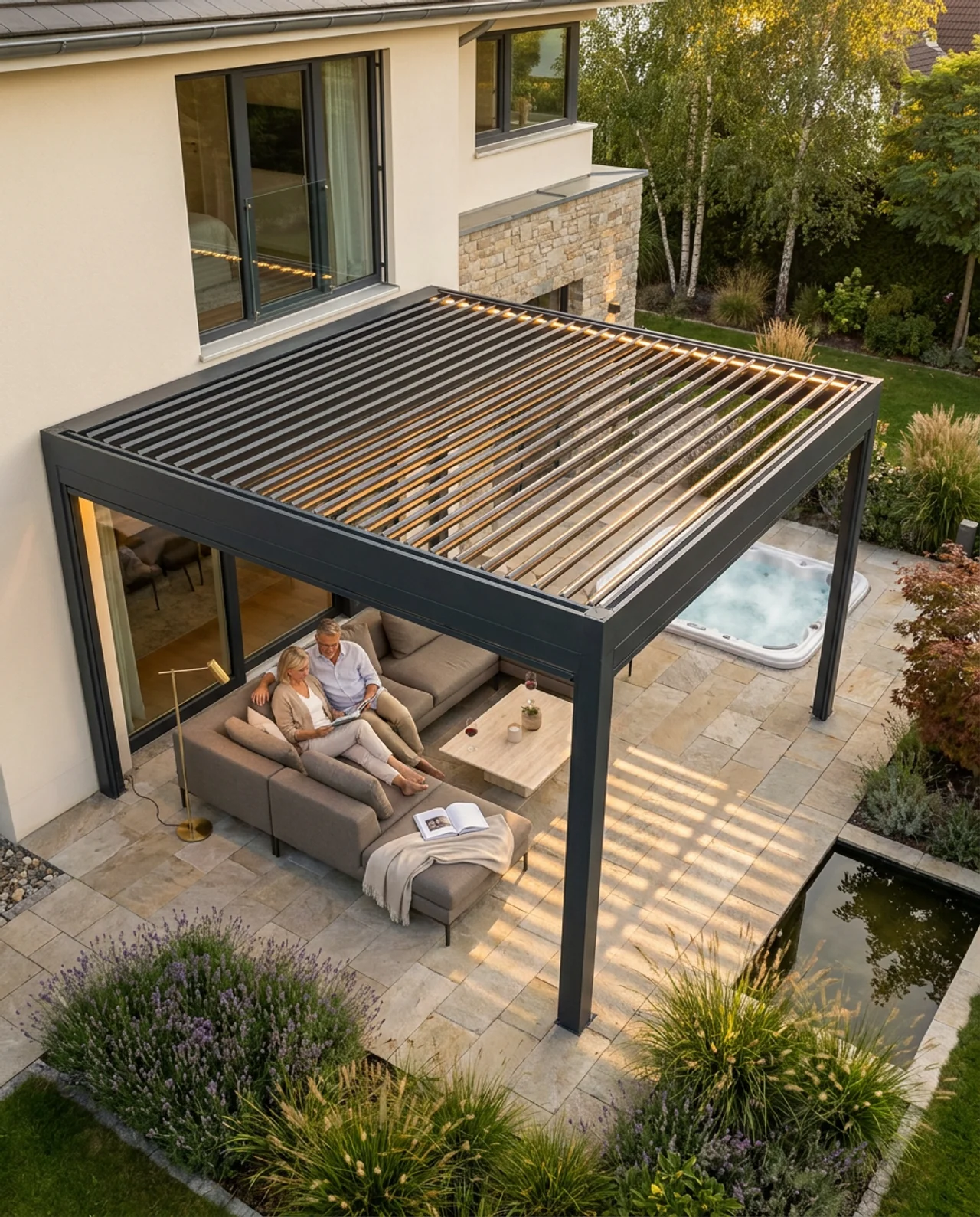 Lamellendach einer Terrassen&uuml;berdachung